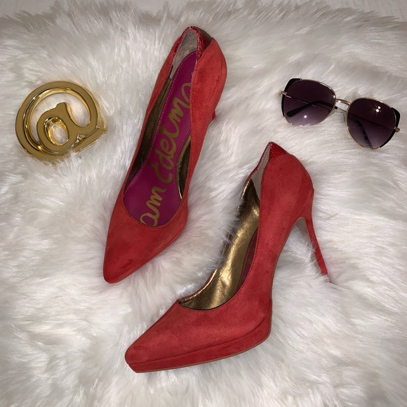 Sam Edelman Shoes - SAM EDELMAN Red ‘Celia’ Point Heels Suede Leather